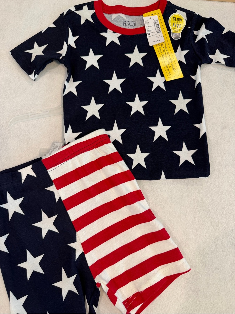 The Children's Place Navy, White & Red Star Stripe Pajama Set with Glow Detail